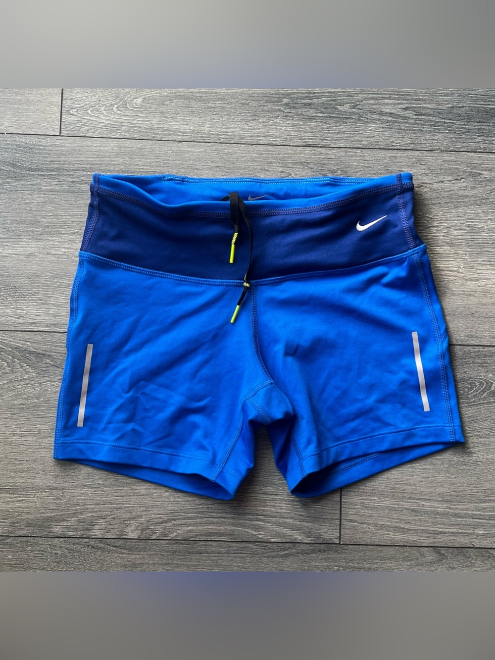 Nike Women's Bright Blue High-Rise Bike Shorts with Reflective Accents